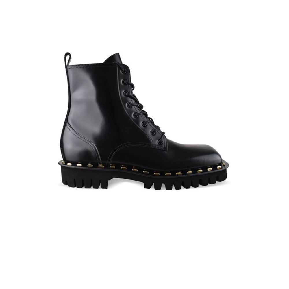 Balmain Men Patent Leather Ankle Boots With Studs